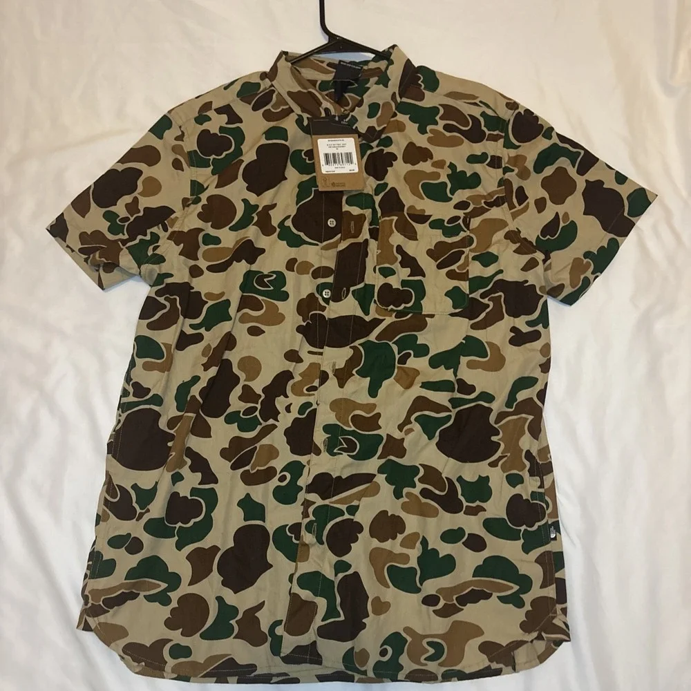 The North Face Shirt Mens XL ‎ Duck Camo Short Sleeve Pocket Button Up